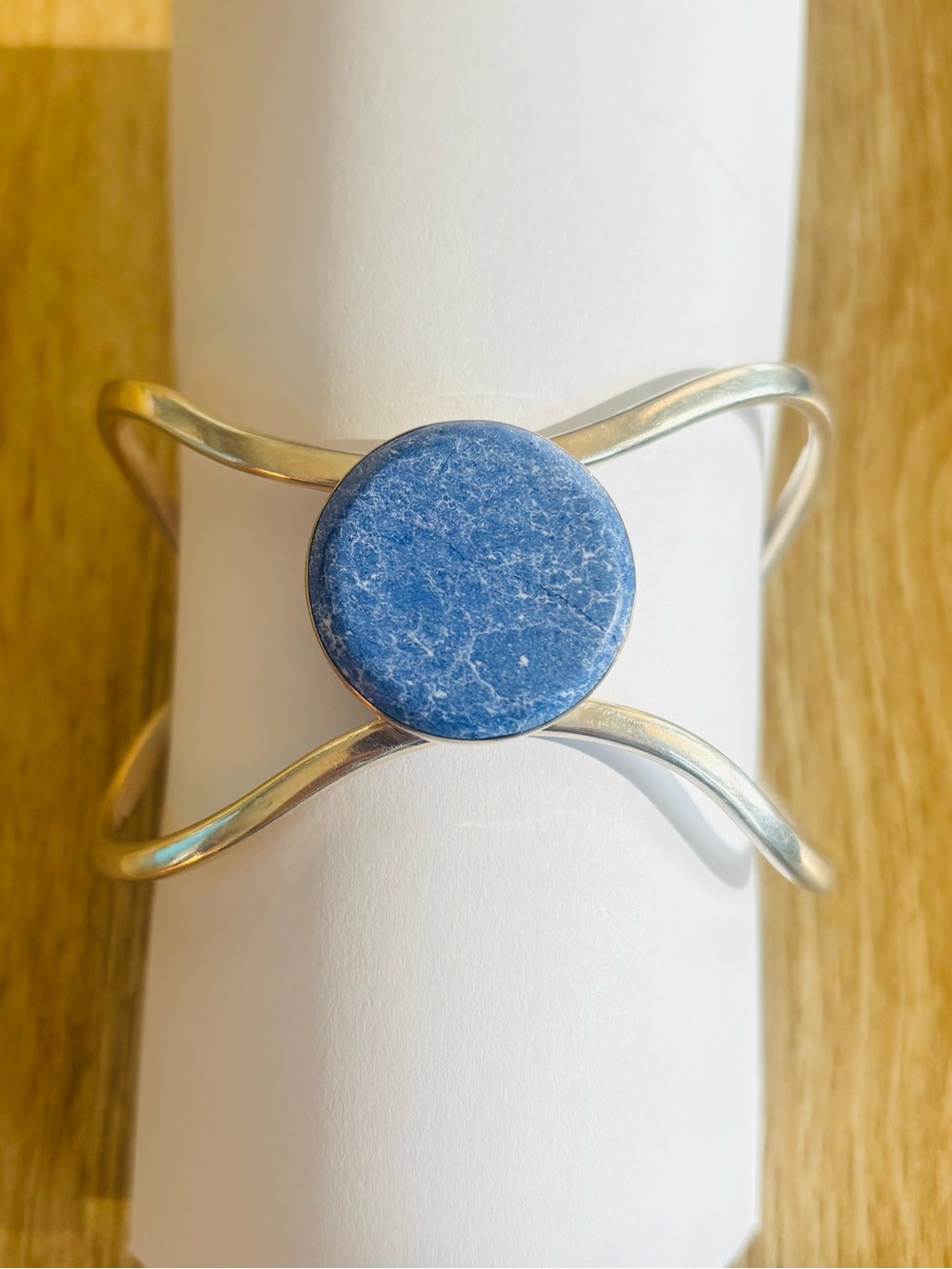 Matte Blue Stone and Sterling Silver Cuff